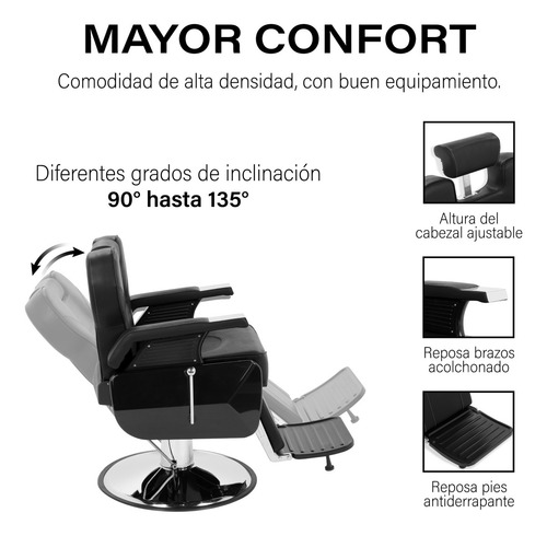 Sillon Corte Barbero Reclinable Hidraulico Tipo Peluqueria Color Negro