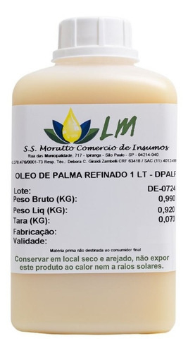  Oleo Vegetal De Palma Refinado 100% Natural Distriol 1 Litro