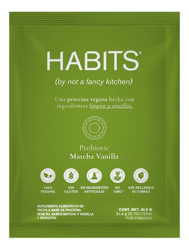 Habits Proteína Vegana Probioticos 16 Sachets De 30.5gr Sabor Matcha Vainilla