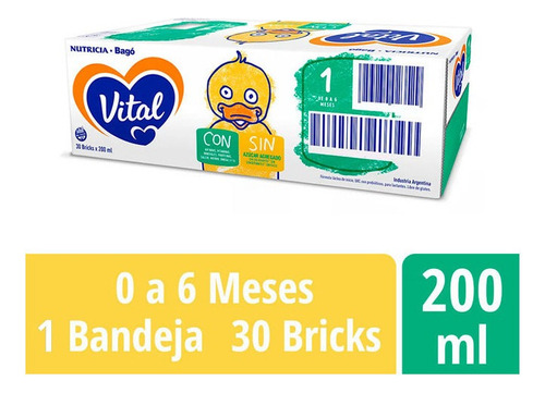 Leche de fórmula líquida sin TACC Nutricia Bagó Vital 1 en brick de 30 de 200mL - 0  a 6 meses