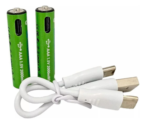 Pack 2 Pilas Aaa Litio Recargables Puerto Usb