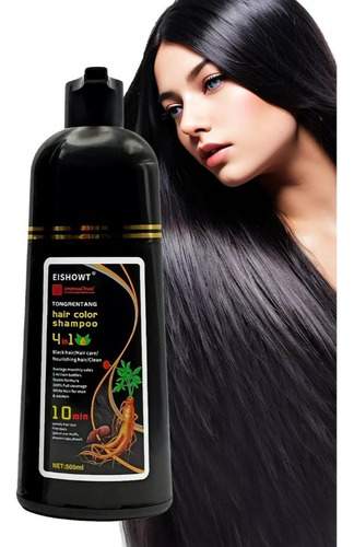 Champü Tinte 4 En 1 Eishowt 500 Ml Cubre Canas Negro 10 Pzas