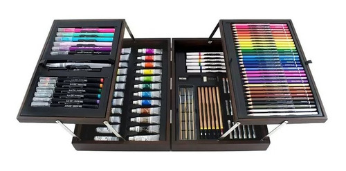 Set De Arte Pintura Dibujo Lápices Estuche De Madera Art101