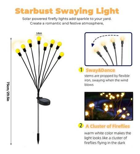 Firefly Luces Solares Para Jardín Al Aire Libre 80 Luces L