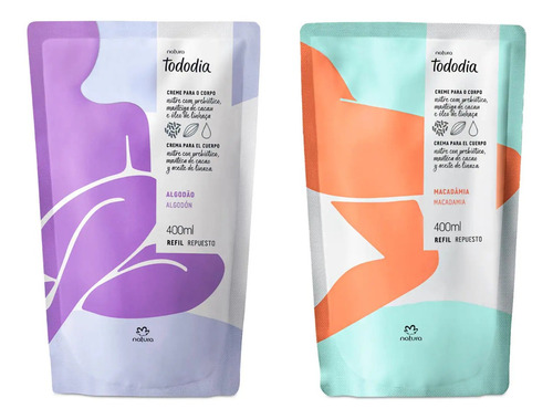 Imagem 1 de 1 de Kit Refil Hidratante Macadâmia + Algodão 400ml - Natura