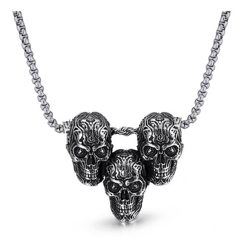Collar Acero Inoxidable Cráneo Calaveras Skull Gótico Hombre