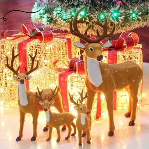 Ciervo Navideño, Reno, Alce, Árbol Grande, 3 Ciervos Navideñ