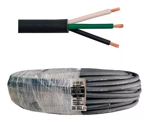 Cable Eléctrico de Uso Rudo 2 Hilos Calibre 10 AWG, Hasta 600 V. Rollo de  100 m.