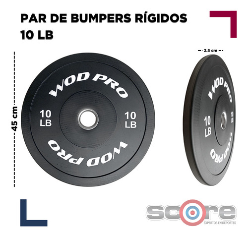 Par De Discos Bumpers Plate Negro Wod Pro- 10 Lbs