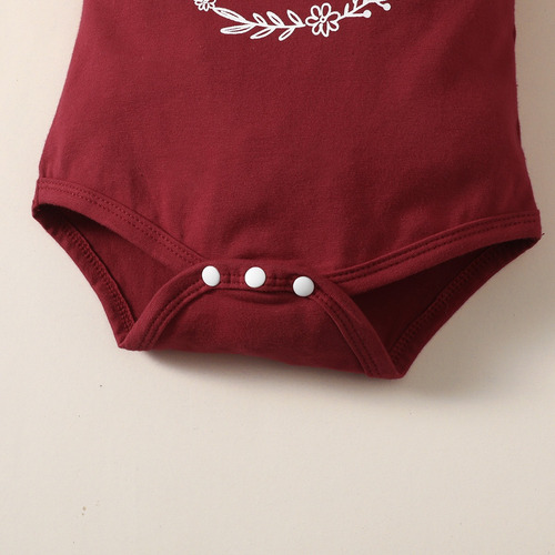 3pcs Conjunto Bebé Con Mameluco Shorts De Lunares Y Diadema Bordó 6-9 M