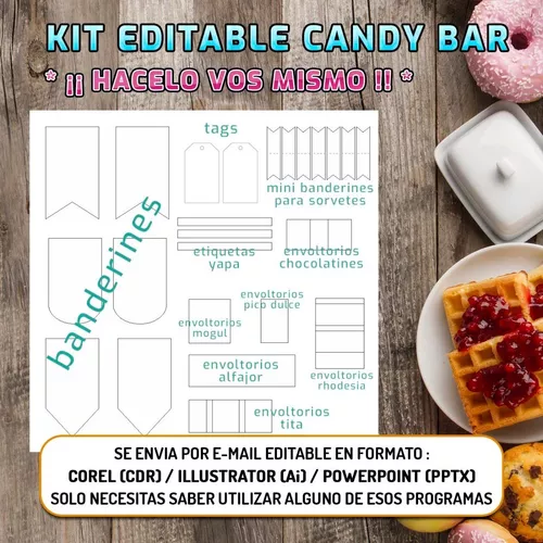 Kit Candy Bar 40 Plantillas Editables En Powerpoint Cdr Ai | JUGARMAS AR