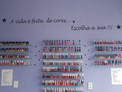 Imagem 2 de 5 de Adesivo Papel Parede Manicure Unha - A Vida É Feita De Cores