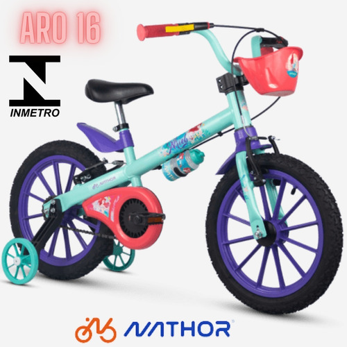 Bicicleta Feminina Aro 16 Ariel Garrafinha Adesivos Nathor