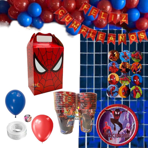 Spiderman Kit Fiesta 10 Niños Cumple Dulceros Cumple