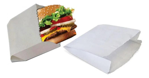 Saco Papel Branco Para Mini Hambúrguer 13,5x12cm. C/500