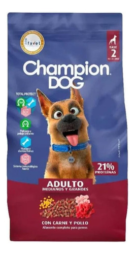 Champion Dog Adulto Medianos/grandes Con Carne Y Pollo 18kg.