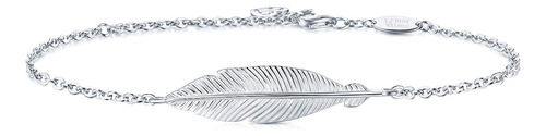 Amoraime Pulsera De Plata Para Mujer Pulsera De Plumas Simpl