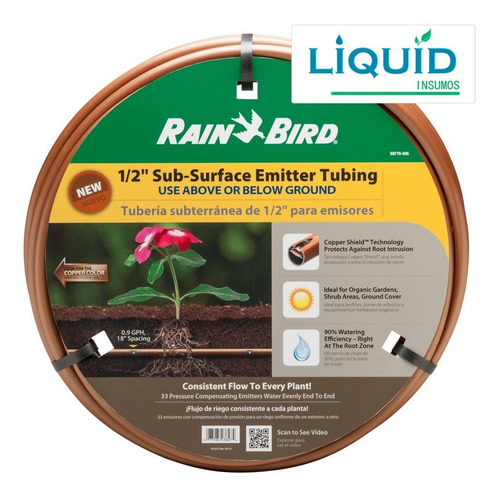 Imagen 1 de 6 de Tuberia Goteo Subterranea Rain Bird P/ Enterrar (30 Metros)