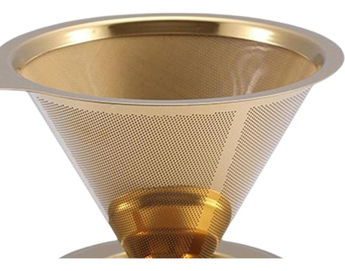 . Embudo De Filtro Sin Papel Con Cono De Metal Dorado