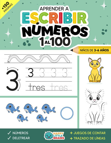 Libro: Aprender A Escribir Números Del 1 Al 100 Para Niños 3