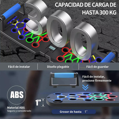 Tabla Lagartijas Portátil Inteligente Y Multifuncional Negro Tabla Soporte P Lagartijas Pecho Hombro Espalda Tríceps