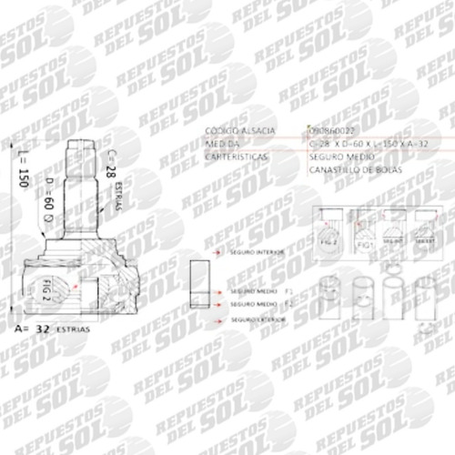 Junta Homocinetica Honda Accord 2.0 A20 Bencina 1986 1989