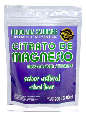 Citrato De Magnesio Natural 200 G Herbolaria Saludable.