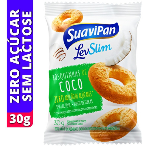 Biscoito Rosquinha sem Açúcar Sabor Coco Suavipan 35g