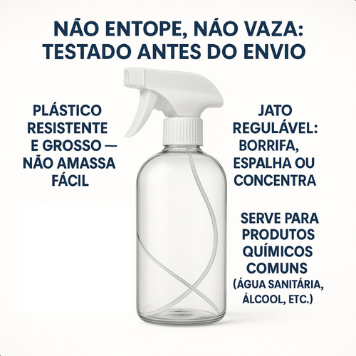 Kit 3 Frasco Borrifador Spray Pulverizador Com Válvula 500ml