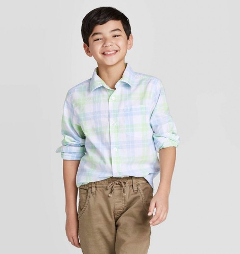 Cat & Jack Camisa Para Niño Talla Med De 8-10 A Cuadros 