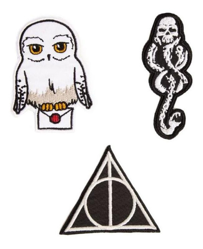 Imagem 1 de 4 de Kit 3 Patches Harry Potter Símbolos