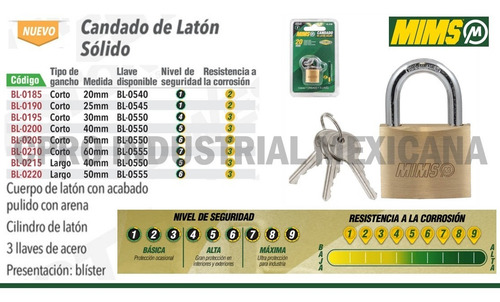 2 Candados De Latón Sólido De 40mm Con 3 Llaves
