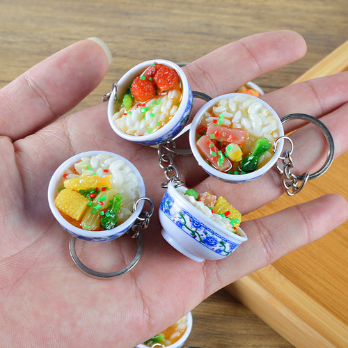 Llavero Con Tapa De Comida Simulada, Cuchara De Arroz, Comid