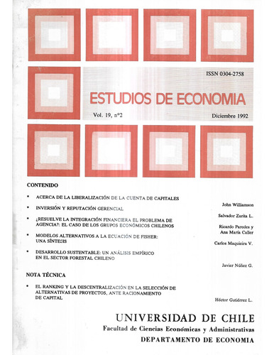 Estudios De Economía Vol. 19 - N° 2 / Diciembre 1992