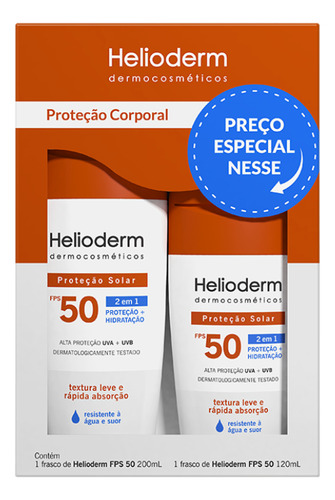 Kit 2 Helioderm Corporal Fps50 200ml + 120ml - Kley Hertz