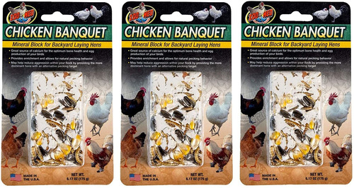 Zoo Med 3 Pack Of Chicken Banquet Mineral Blocks, 6.17 Ounce