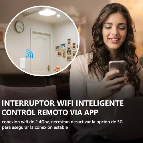 Interruptor Inteligente de Cristal WiFi. Sin Cable Neutro y Control por app  Smart Life o Tuya. 1 vía.