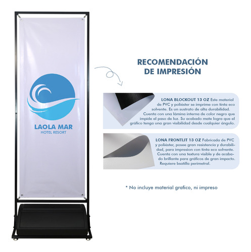Display Acero Con Soporte Anticaida Dos Vistas 60x180cm