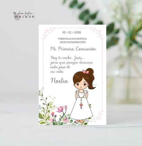 Imagen 9 de 10 de Estampitas Comunión Tarjetas Estampas Nenas X 3u