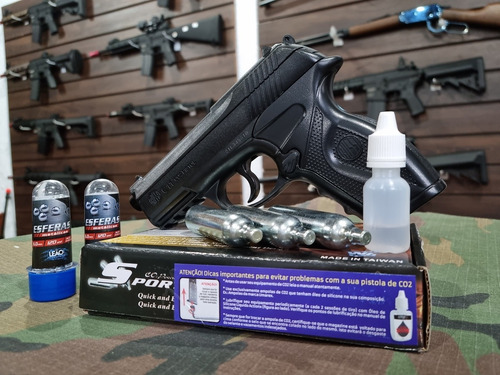 Imagem 3 de 7 de Combo Airgun Pistola C11 Rossi Wingun Esfera De Aço 6mm