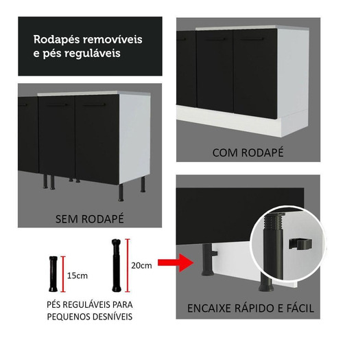 Cozinha Completa Madesa Agata 270004 C Armá Balcão S Tamp Bp Cor Branco/Preto