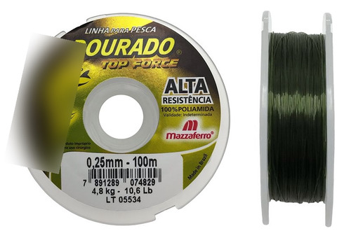 20pçs Linha Mono Dourado Top Force 0,25mm 10,6lbs 100m