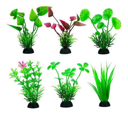 Imagen 2 de 3 de Plantas Decorativas Artificiales Grandes 50cm Acuario Pecera