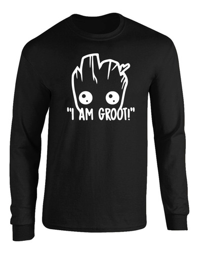 Camibuso I Am Groot Negro Camiseta Manga Larga 