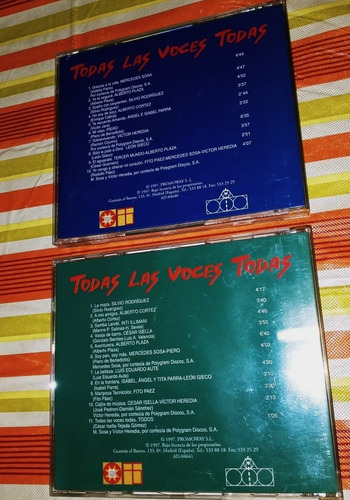 Cds Todas Las Voces Todas, En Vivo - Vol 1 Y 2 (Usado)