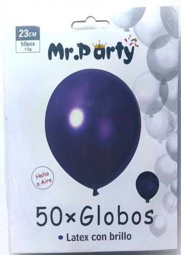 Set De 50 Globos De Látex Aire O Helio 23cm Morado