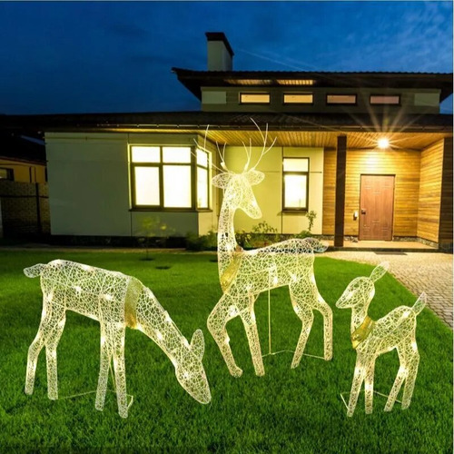 Kit De Renos Con Forma De Adorno Navideño Led, 3 Piezas