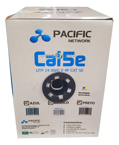 Cabo De Rede Lan Cat5e 4p Cobre 305m Homologado Azul