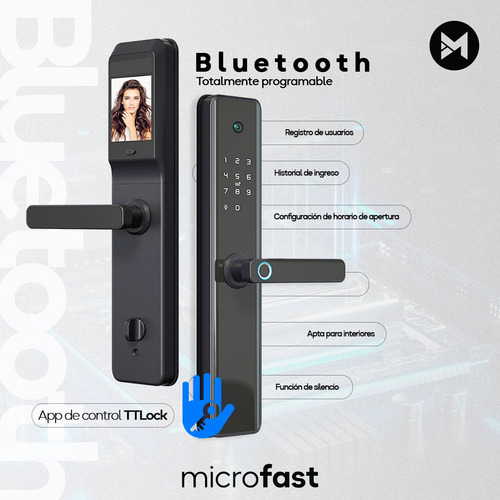 Imagen 8 de 10 de Cerradura Inteligente Biométrica Smart Bluetooth Huella