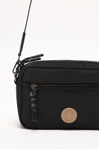 Bandolera Sporty Con Logo Bordado Mujer Portsaid Acabado De Los Herrajes Negro Color Negro Correa De Hombro Negro Diseño De La Tela Liso
